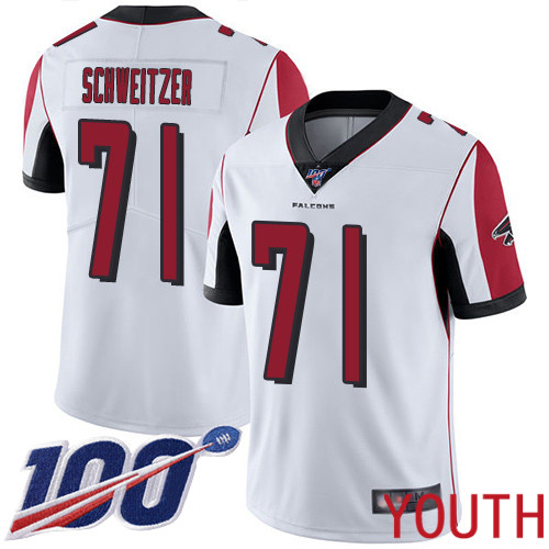 Atlanta Falcons Limited White Youth Wes Schweitzer Road Jersey NFL Football 71 100th Season Vapor Untouchable